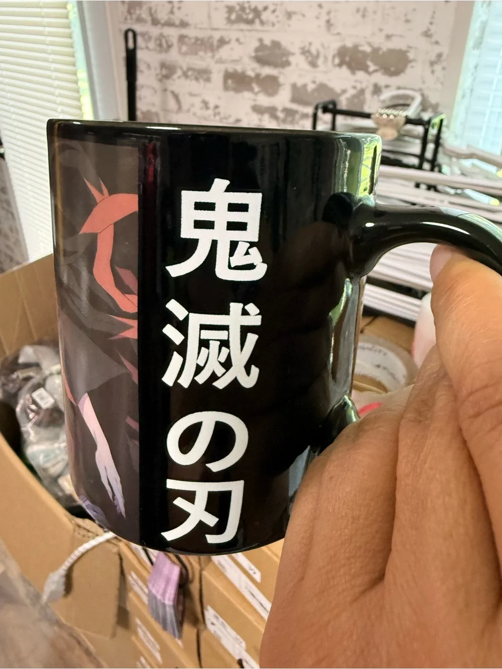 Demon Slayer Heat-Change Coffee Mugs ( 2 ) - Black with Green & Pink Artwork